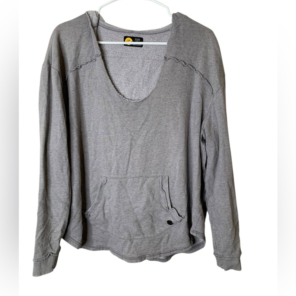 Life Is Good Slouchy Pullover Hoodie Size L Comfy Cotton Cozy Pockets Boho Layer